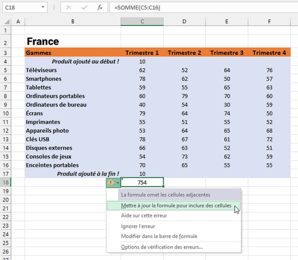 Ajouter et colorier la bonne feuille de calcul numérique