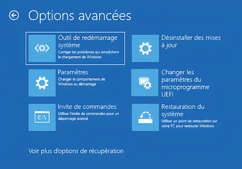 Utiliser les options avanc&eacute;es de d&eacute;marrage de Windows