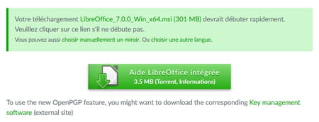 Téléchargement de LibreOffice