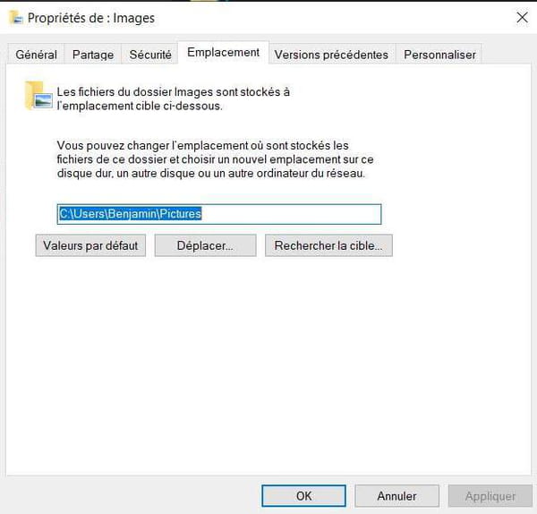 Changer l'emplacement du dossier Documents de Windows 