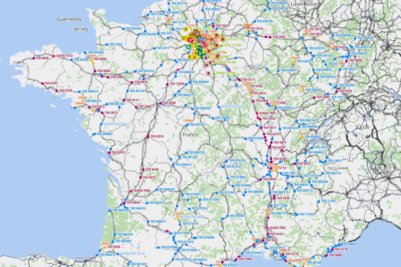 Mieux que la SNCF : cette carte en ligne permet de suivre tous les trains de France en temps réel
