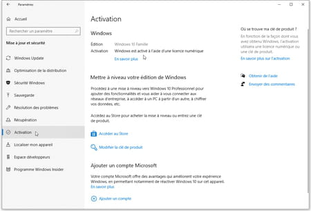 Premier démarrage Windows 10 home/pro : activer sa licence Windows