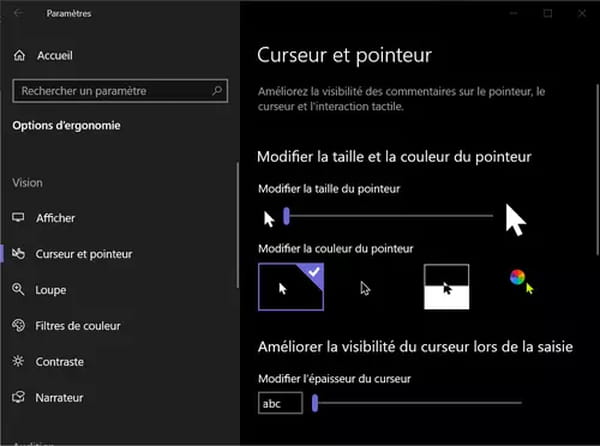 Curseur Windows 10 comment bien voir la souris l cran