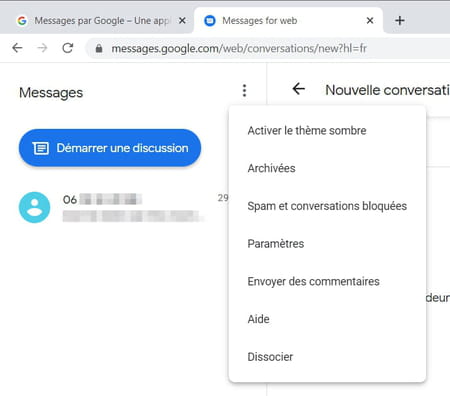 envoyer message depuis pc