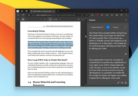 Traduire des fichiers PDF avec Microsoft Edge
