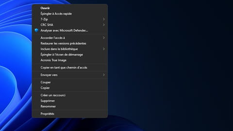 Menu contextuel Windows 11&nbsp;: retrouver l'affichage classique