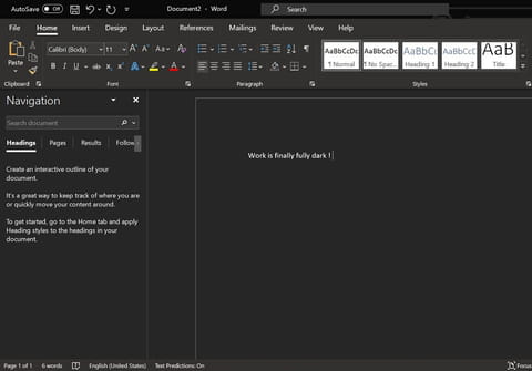 Mode sombre de Word&nbsp;: bient&ocirc;t disponible dans Word Online