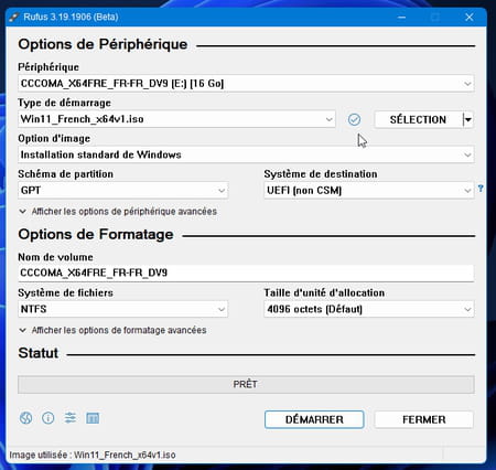 Créer une clé USB rétrocompatible de Windows 11 (CPU, TPM 2.0